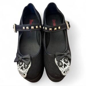 Demonia Black Skull Mary Jane Shoes